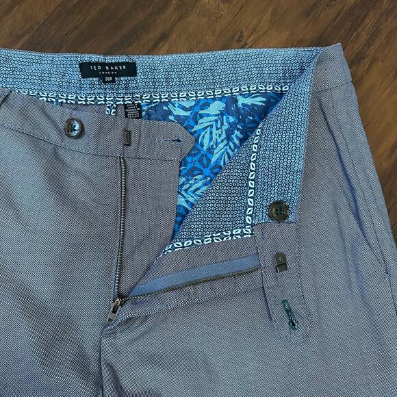 TED BAKER LONDON Pants Gray Straight Leg Cotton Stretch Preppy Office - Picture 6 of 13